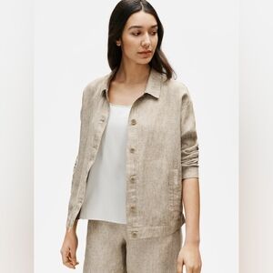Eileen Fisher Washed Organic Linen Delave Classic Collar Jacket